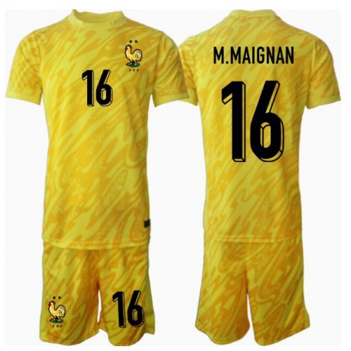 Maglia Calcio Francia Mike Maignan #16 Portiere Prima Divisa Bambino Europei 2024 Manica Corta (+ pantaloncini)